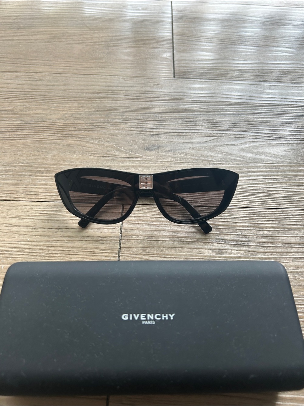 Givenchy Black Cat-Eye Sunglasses with Silver Logo Accent